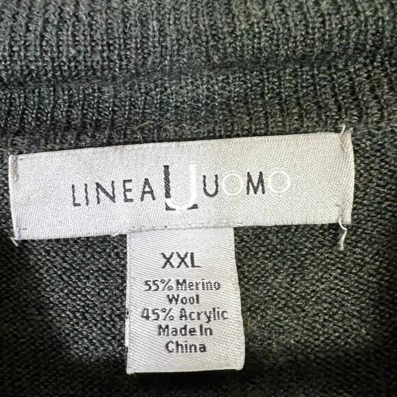 Linea Uomo Sweater Mens XXL Dark Green Mock Neck Merino Minimalist Classiccore - Picture 4 of 5